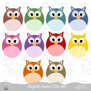 Owls Clip Art Digital Files Instant Download..